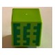 Minifigure, Head Modified Cube with 3 Green Blocky Lines Pattern (Minecraft Melon)