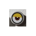 Tile, Round 1 x 1 with Centered Reddish Brown Eye and Yellow Eyelid Pattern