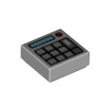 Tile 1 x 1 with Groove with Keypad Buttons, Medium Azure Screen and Red Light (Calculator) Pattern