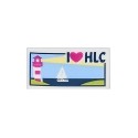 Tile 1 x 2 with Groove with Lighthouse, Sailboat and "I Heart HLC" Pattern