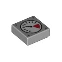 Tile 1 x 1 with Groove with White and Red Gauge, Black Thin Needle, 4 Dark Bluish Gray Dots Pattern