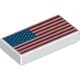 Tile 1 x 2 with Groove with United States Flag Pattern