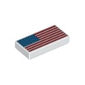 Tile 1 x 2 with Groove with United States Flag Pattern