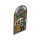 Glass for Door Frame 1 x 6 x 7 Arched with Notches and Rounded Pillars with Stained Glass Rose, Prince and Princess Patt...