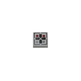 Tile 1 x 1 with Black Cross and Dark Red and Dark Bluish Gray Buttons Pattern
