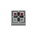 Tile 1 x 1 with Black Cross and Dark Red and Dark Bluish Gray Buttons Pattern