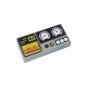 Tile 1 x 2 with Black "82", Yellow and Red Bar Chart and Buttons, White Gauges Pattern