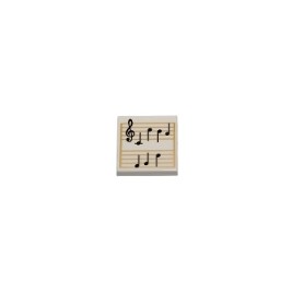 Tile 2 x 2 with Sheet Music, Black Treble Clef and Music Notes on Gold Staves Pattern