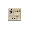 Tile 2 x 2 with Sheet Music, Black Treble Clef and Music Notes on Gold Staves Pattern