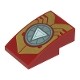 Slope, Curved 3 x 2 with Gold Iron Man Armor Plates and Metallic Light Blue Circle Arc Reactor with White Triangle Patte...